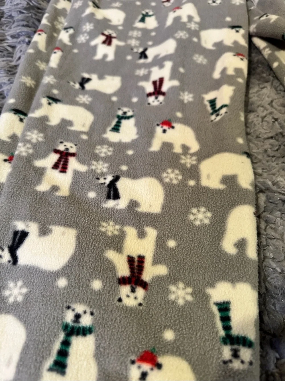 Cuddl Duds Gray Polar Bear Print Fleece Pajama Pants